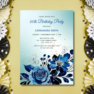 Navy Ro Butterfly Guld Glitter Grönt Birday Inbjudningar