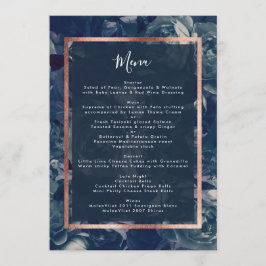 Navy Ro Guld Bouquet Bröllop Menu Meny