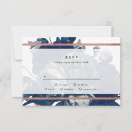 Navy Ro Guld Bouquet Bröllop OSA Card