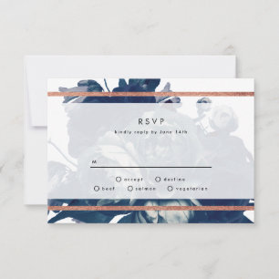 Navy Ro Guld Bouquet Bröllop OSA Card Kort