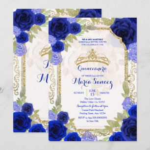 Navy Ro Mexican Girl Charra Mis Quince Inbjudningar