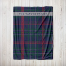 Navy Röd Grön Tartan Plaid Familjenamn