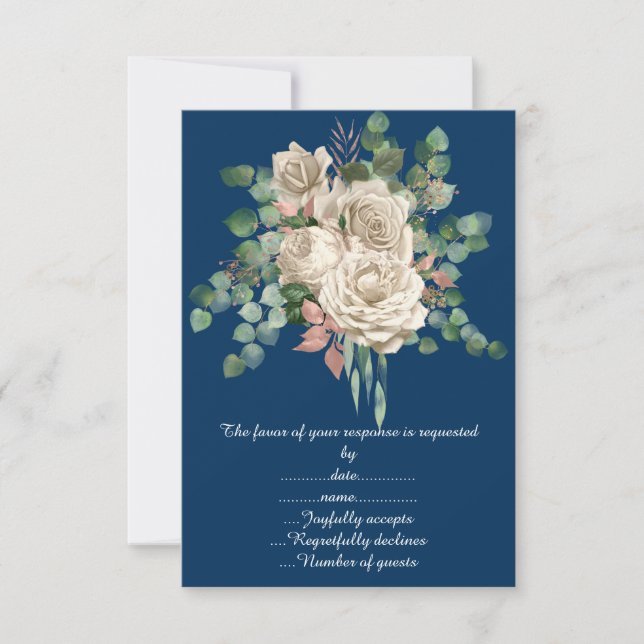 NAVY ROS EUKALYPTUS RSVP ANNONSKORT OSA KORT (Framsida)