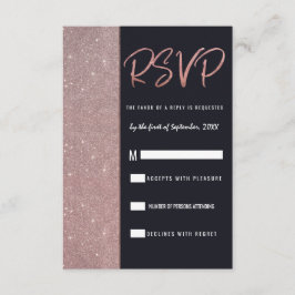Navy Ros Guld Glitter Färgblock RSVP Inbjudningar
