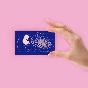 Navy Rosa Baby Doula Förlossningscoach Gravid Visitkort