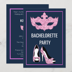 NAVY ROSA BACHELORETTE HEEL MASQUERADE PARTY INBJUDNINGAR