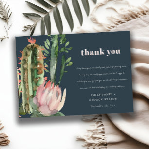NAVY ROSA BLOMMIGT CACTI FOLIAGE BRÖLLOP TACK INBJUDNINGAR