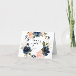 Navy Rosa Blommigt WAN Baby Shower Tack Kort