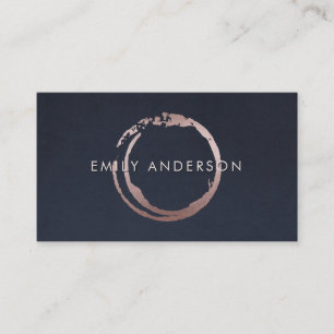 NAVY ROSA BRUSH STROKE CIRCLE MARK LOGOTYP VISITKORT