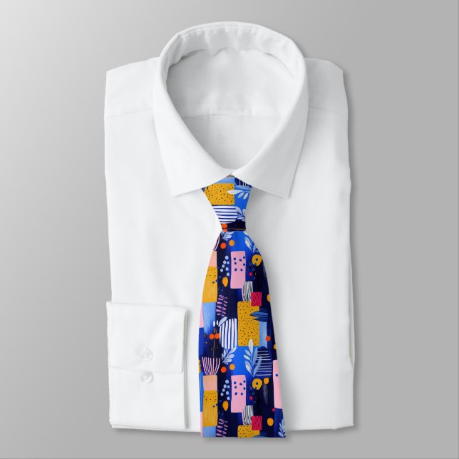 Navy Rosa Gul Geometrisk Botanisk Slips (Bunden)
