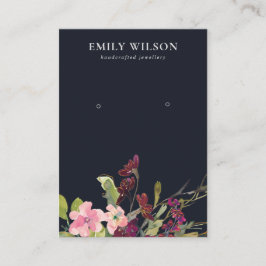 NAVY ROSA GULD BURGUNDY RO FLORA EARRING VISNING VISITKORT