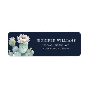 Navy Rosa Kaktus Blomma Returadressetiketter Returadress Etikett