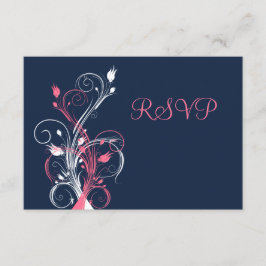 Navy Rosa Vit Blommig RSVP-kort Inbjudningar