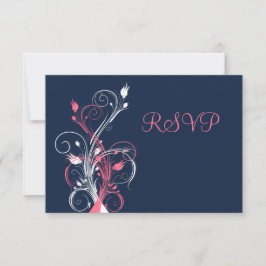 Navy Rosa Vita Blommig RSVP-kort Inbjudningar