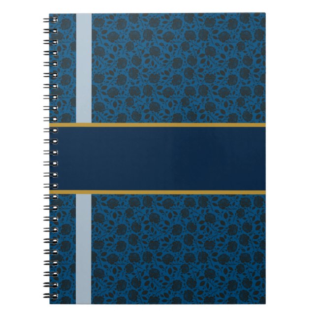 Navy Rose Damask Anteckningsbok (Framsidan)