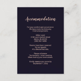 Navy Rose Gold Monogram Bröllopsinackordering kort