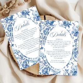 Navy Roses Wedding Floral Elegant Details Card Tilläggskort