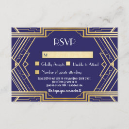 Navy RSVP-kort Vintage Gatsby bröllopsinbjudningar Inbjudningar