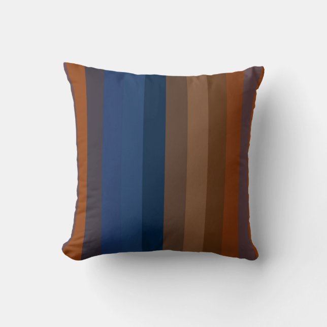 Navy & Rust Vertical Stripes Kudde (Framsida)