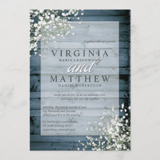 NAVY RUSTIC BABYS BREATH WEDDING-INVITATION INBJUDNINGAR