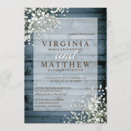 NAVY RUSTIC BABYS BREATH WEDVITATION INBJUDNINGAR