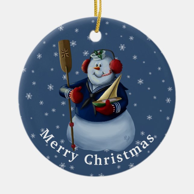 Navy Sailor Snögubbe Ornament Gift (Framsidan)