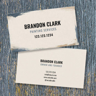 Navy Sand Border Rustic Målare Design Visitkort