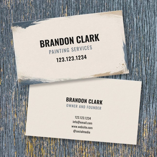 Navy Sand Border Rustic Målare Design Visitkort (Skapare uppladdad)