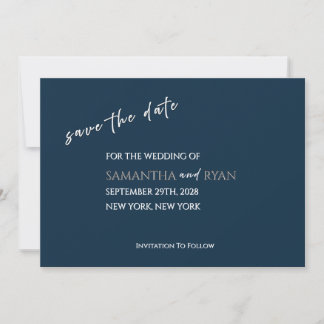 Navy Save the Date med metalliskt silver Spara Datumet