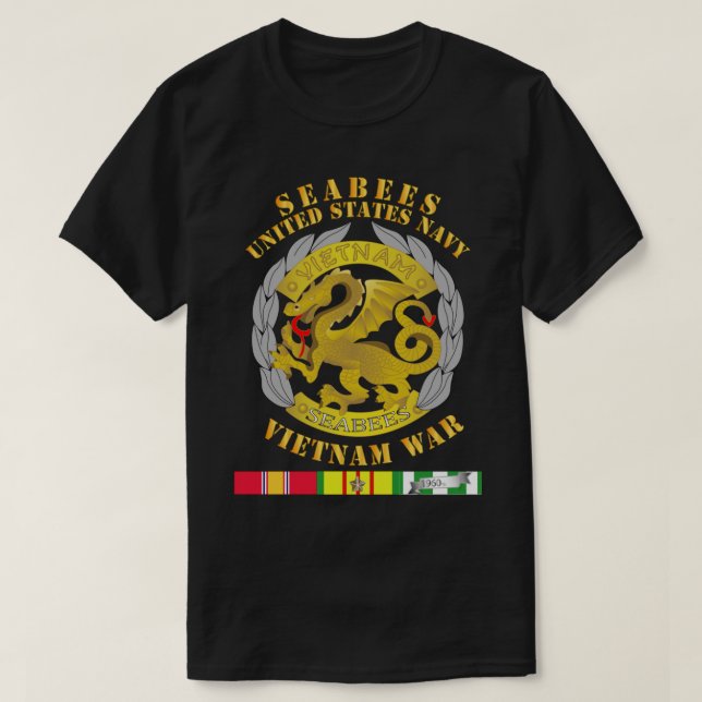 Navy - Seabees Medal - Vietnam War w SVC   T Shirt (Design framsida)