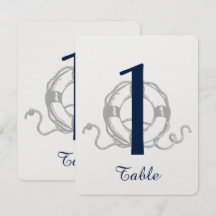 Navy Silver Ankar Strand Bröllop Bord Nummer