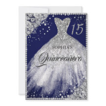 Navy Silver Diamantbrodyr Sparkle Klänning Quincea