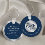 Navy & Silver Egendom Agent Notary Business Logoty Nyckelring<br><div class="desc">Befordra ditt företag med den här anpassningsbarna-tangentbordsdesignen i marinblått och silver. Med plats för din logotyp och slogan på framsidan med ditt namn, befattning, kontaktuppgifter och webbplats på baksidan. Den mörk blått bakgrunden parad med faux silver-detaljerna gör det möjligt att få en snyggt företagsgåva - perfekt för gods och egendom...</div>