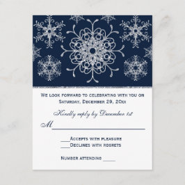 Navy Silver Glitter LOOK Snöflingor RSVP-kort OSA Kort