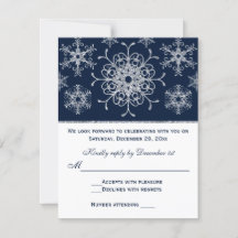 Navy Silver Glitter LOOK Snöflingor RSVP-kort
