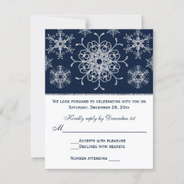 Navy Silver Glitter LOOK Snöflingor RSVP-kort OSA Kort
