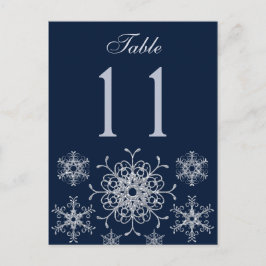 Navy Silver Glitter Snöflingor Bordsnummer Card