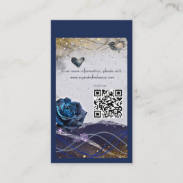 Navy Silver Gold Bröllopsdetaljkort med QR-kod Tilläggskort