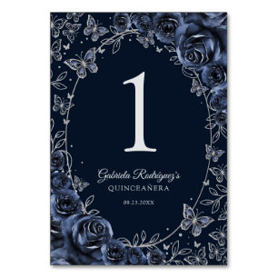 Navy Silver Quinceañera Bordsnummer
