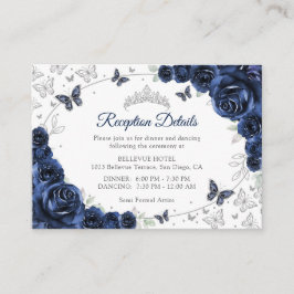 Navy Silver Quinceañera Mottagningsdetaljer Tilläggskort