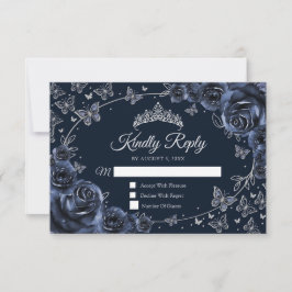 Navy Silver Quinceanera Reply OSA Kort