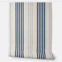 Navy Slate Ticking Stripe Linen Texture