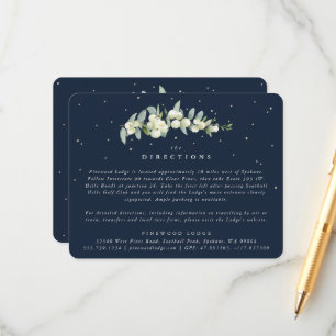 Navy Snowberry+Eucalyptus Stem Bröllop Directions Tilläggskort