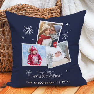 Navy Snowflake | 3 Fotojul Kudde