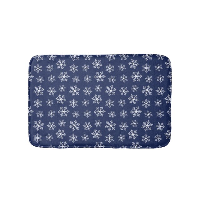 Navy Snowflake Bath Mat Badrumsmatta (Framsidan)