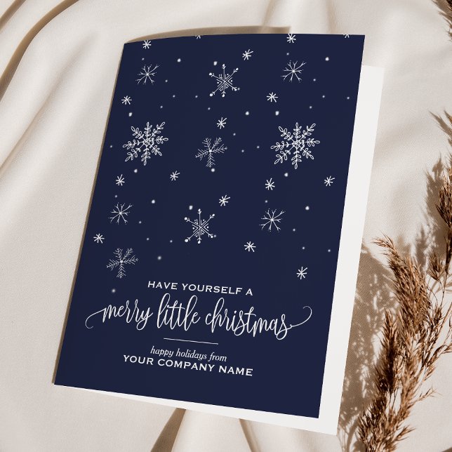 Navy Snowflake Corporate Helgdag Helgkort (Skapare uppladdad)