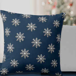 Navy Snowflake Dekorativ kudde