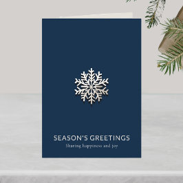 Navy Snowflake Folat Business Greeting Card Kort