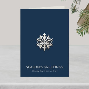 Navy Snowflake Folat Business Greeting Card Kort