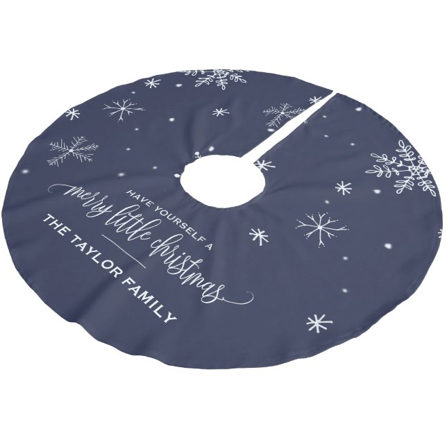 Navy Snowflake-jul Julgransmatta Borstad Polyester (Vinklad)